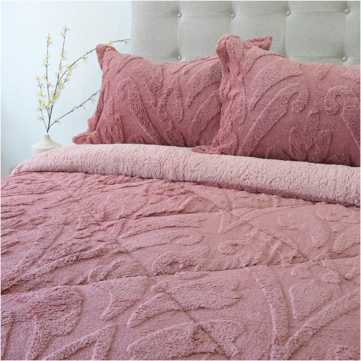 CUBRECAMA DORAL JACQUARD SHERP 3 P ROSA - 2