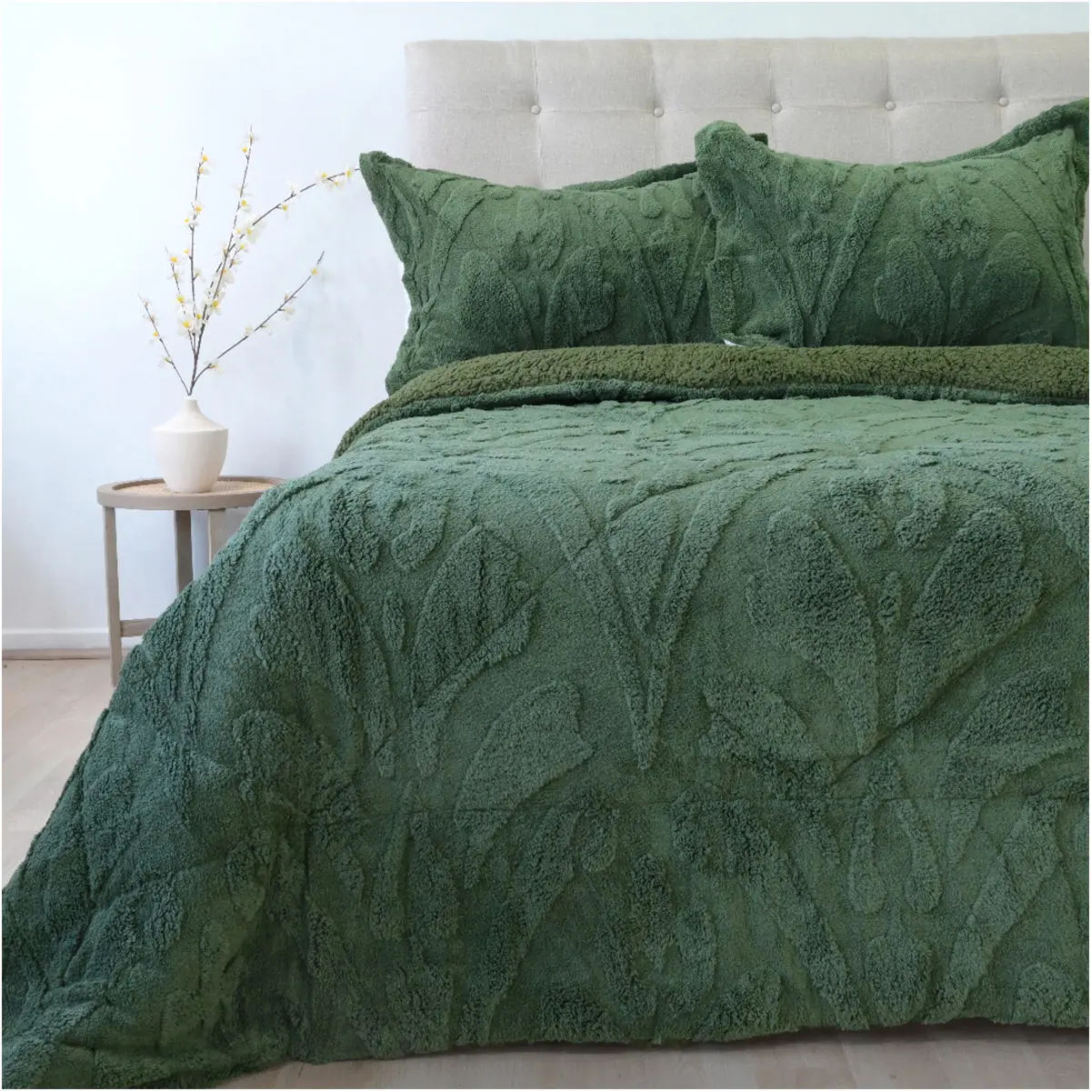 CUBRECAMA DORAL JACQUARD SHERP 3 P VERDE - 1