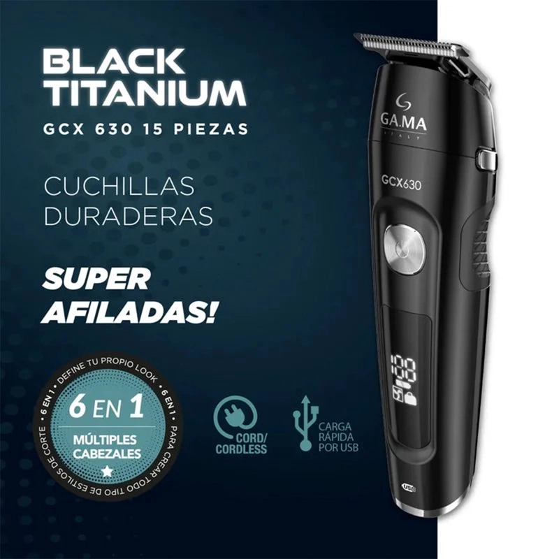 MÁQUINA CORTA PELO GAMA GCX-630 BLACK TITANIUM - 5