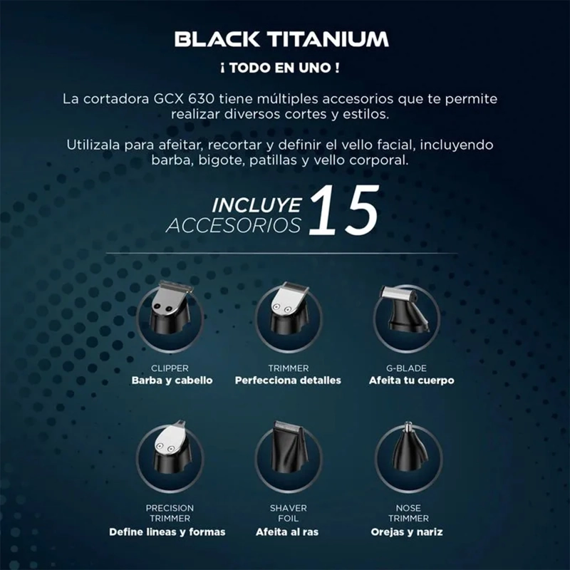 MÁQUINA CORTA PELO GAMA GCX-630 BLACK TITANIUM - 6