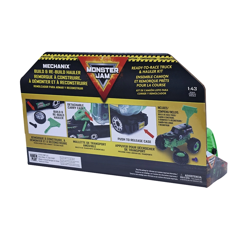 AUTO DE JUGUETE MONSTER JAM GRAVE DIGGER TRANSPORTER BUILD - 3