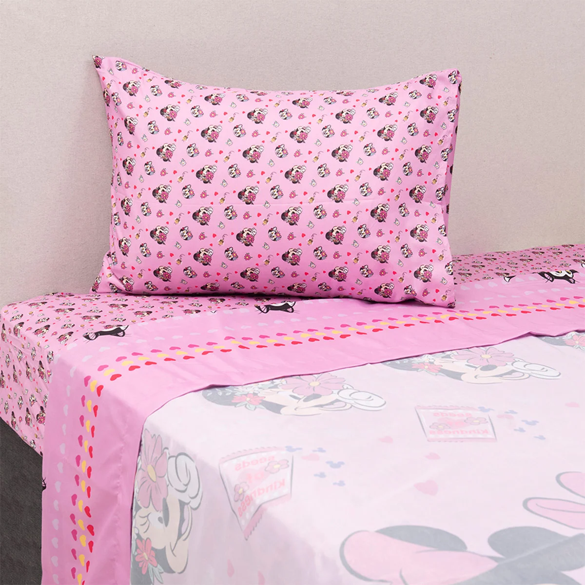 JUEGO DE SÁBANAS DISNEY MINNIE FLORES 1.5 PLAZAS - 1