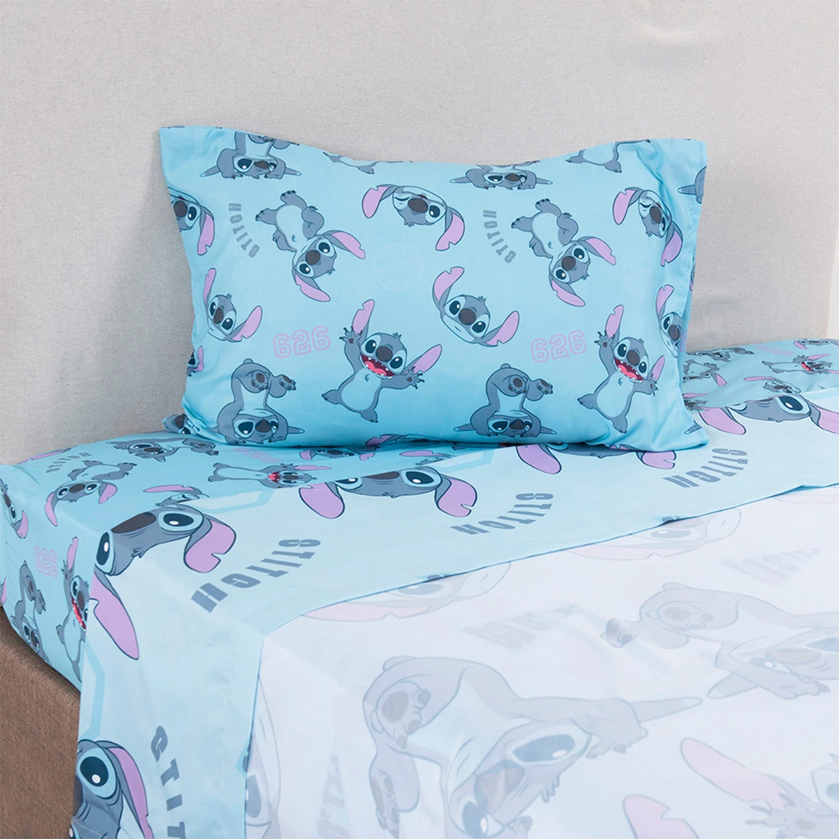JUEGO DE SÁBANAS DISNEY STITCH CELESTE 1.5 PLAZAS - 1
