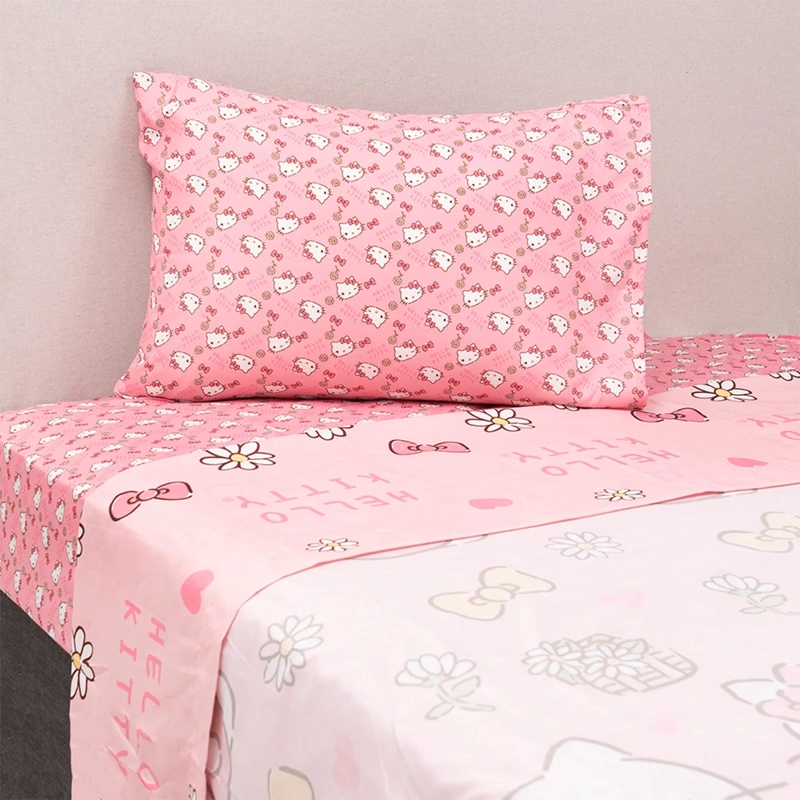 JUEGO DE SÁBANAS SANRIO HELLO KITTY MARGARITA 1.5 PLAZAS - 1