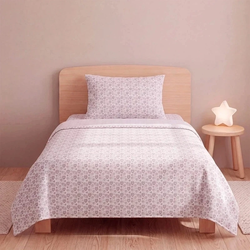 JUEGO DE SÁBANAS RIPLEY HOME ESTAMPADA 1.5 PLAZAS ANIMALES CORAZONES PINK  - 1