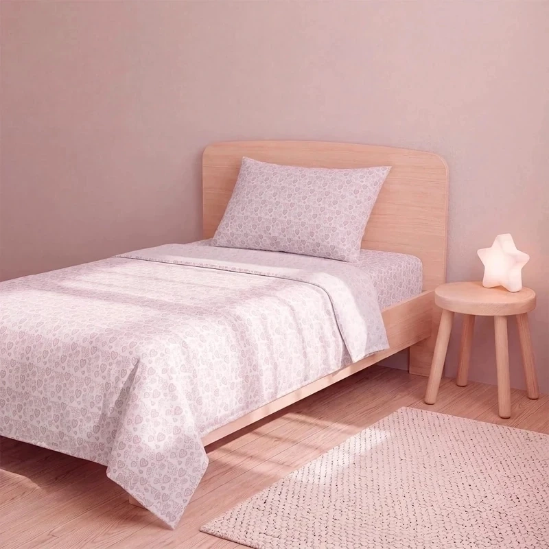 JUEGO DE SÁBANAS RIPLEY HOME ESTAMPADA 1.5 PLAZAS ANIMALES CORAZONES PINK  - 2