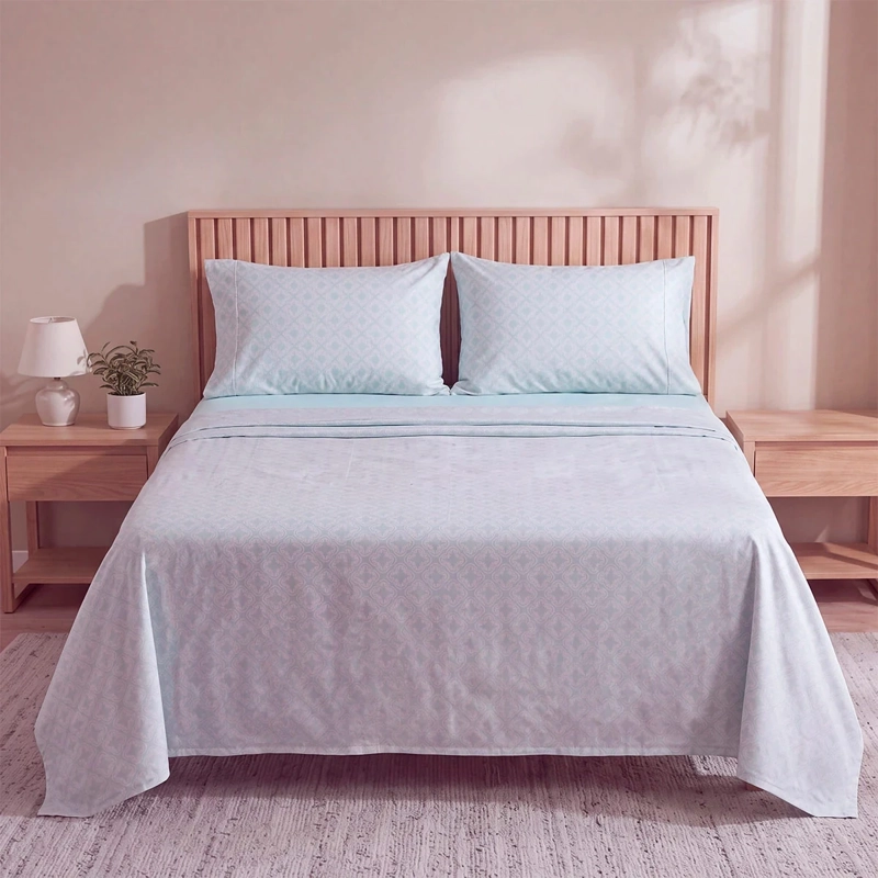 JUEGO DE SÁBANAS RIPLEY HOME ESTAMPADA 180 HILOS KING COLIBRÍ CELESTE