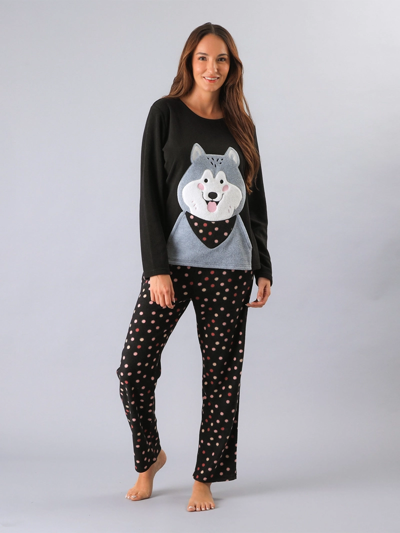 PIJAMA FLORES MICROPOLAR CON BOLSILLO - 1