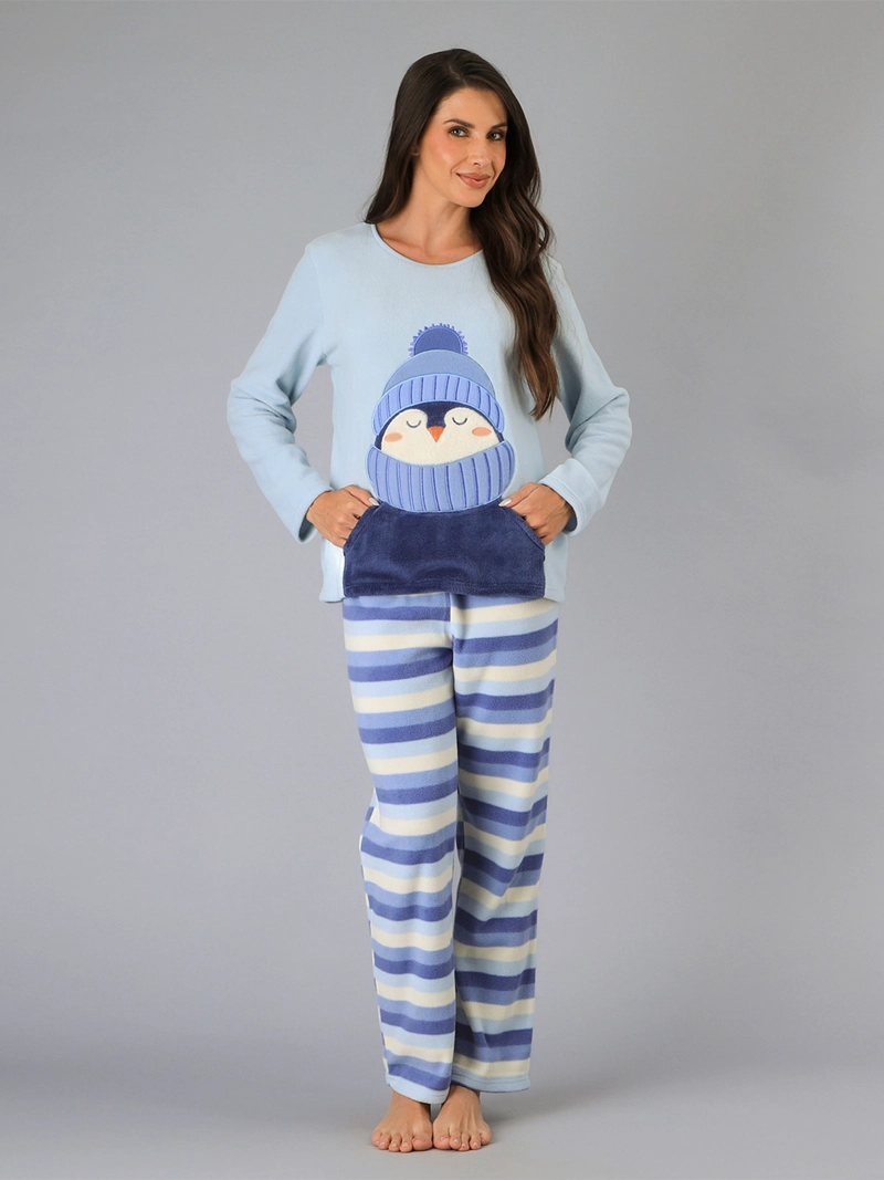 PIJAMA FLORES MICROPOLAR CON BOLSILLO - 1