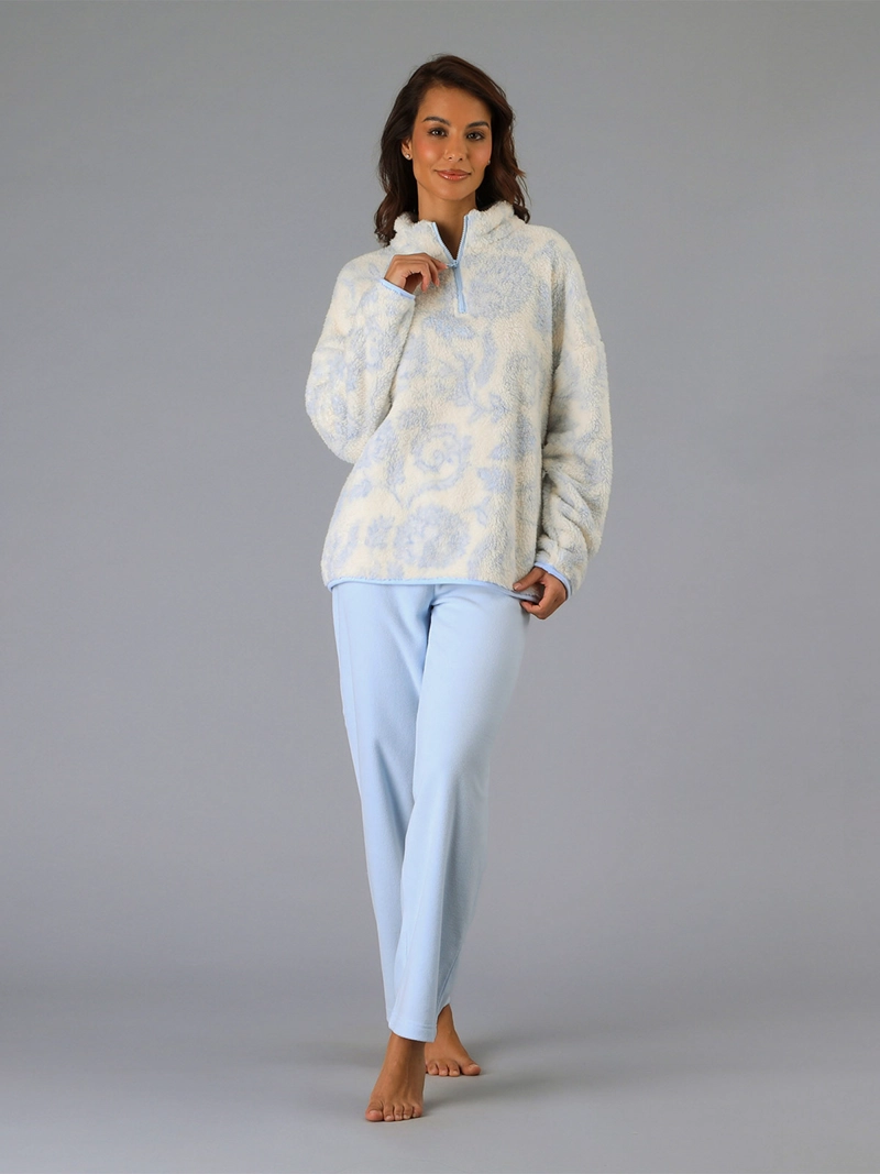 PIJAMA FLORES MICROPOLAR CON CIERRE - 1