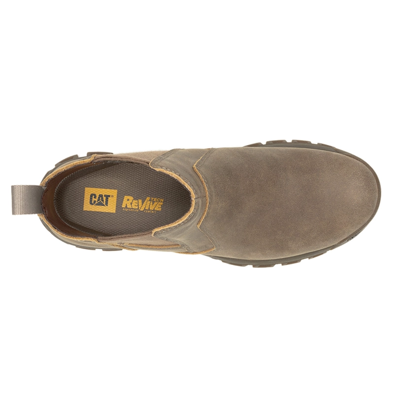 BOTINES HOMBRE CAT CAFÉ CLARO THRESHOLD CHELSY CUERO - 5