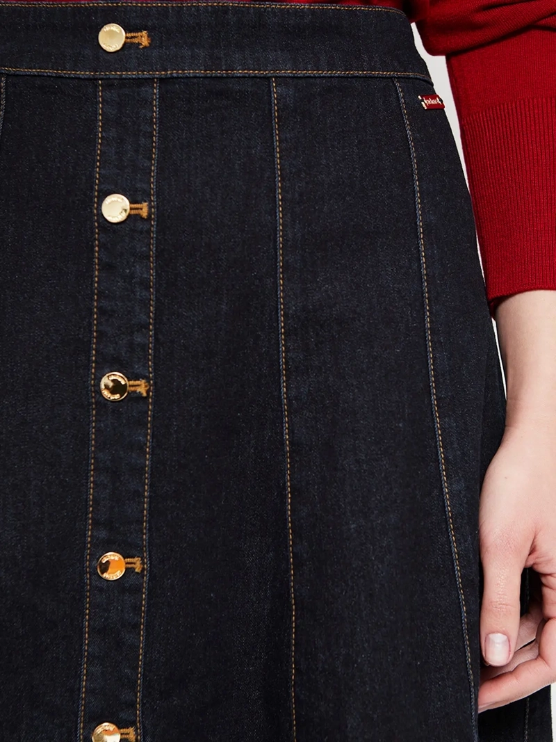 FALDA MUJER CACHAREL ALGODÓN DENIM BOTONES - 4