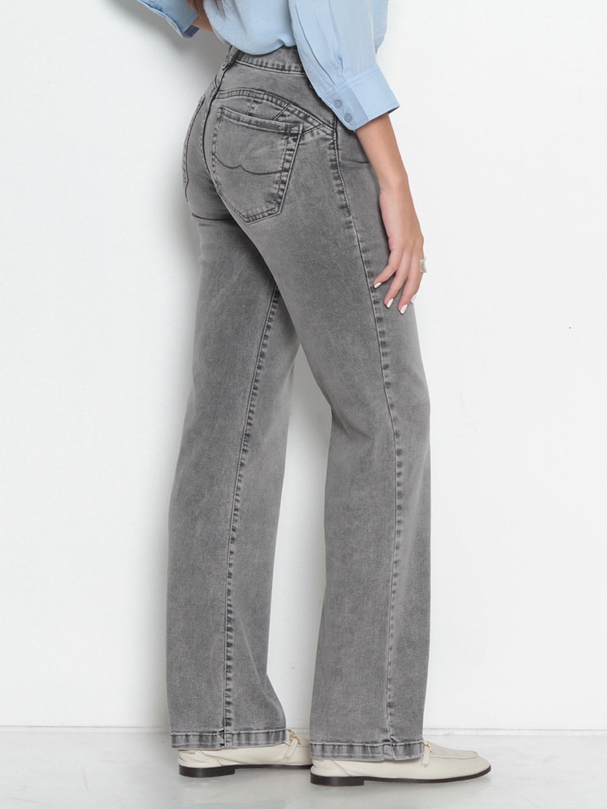 JEANS MUJER WADOS ALGODÓN RECTO TIRO MEDIO - 4