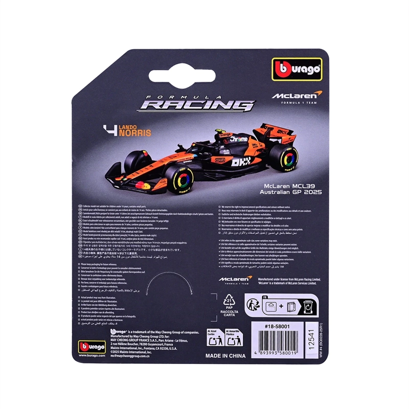 AUTO DE JUGUETE BBURAGO MCLAREN MCL39 NORRIS 1:64 - 7