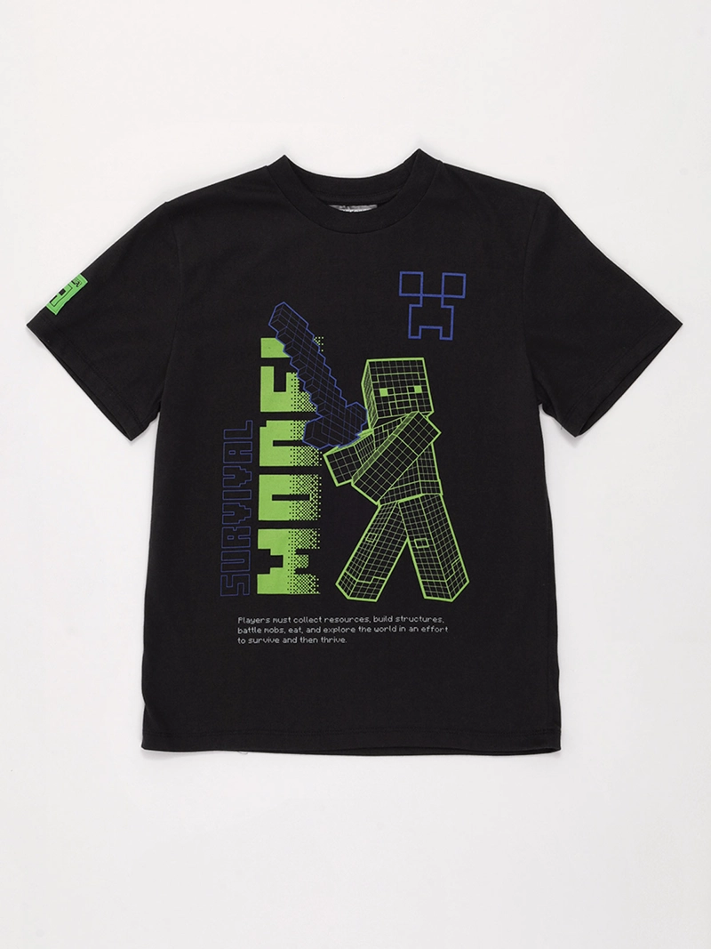 POLERA NIÑO MINECRAFT MANGA CORTA