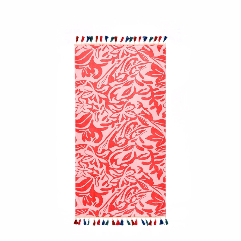 TOALLA DE PLAYA TATIENNE FLECOS ALGODÓN 80X160 CM FUCSIA - 1