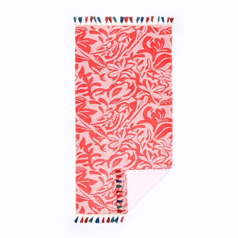 TOALLA DE PLAYA TATIENNE FLECOS ALGODÓN 80X160 CM FUCSIA - 3