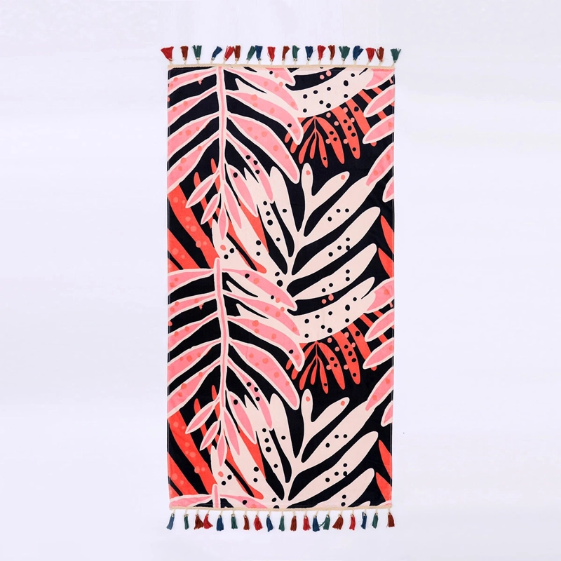 TOALLA DE PLAYA TATIENNE FLECOS 80X160 CM CORAL - 1