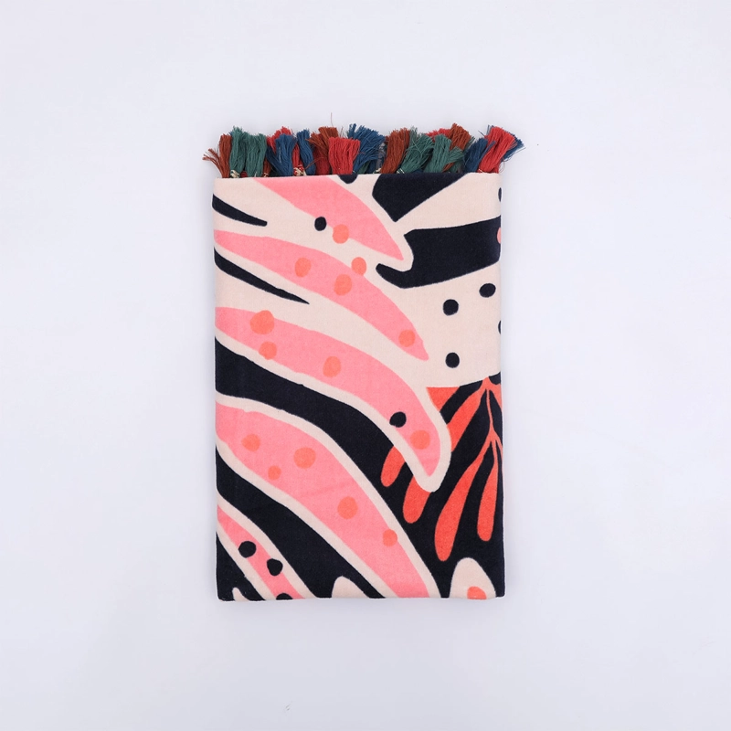 TOALLA DE PLAYA TATIENNE FLECOS 80X160 CM CORAL - 2
