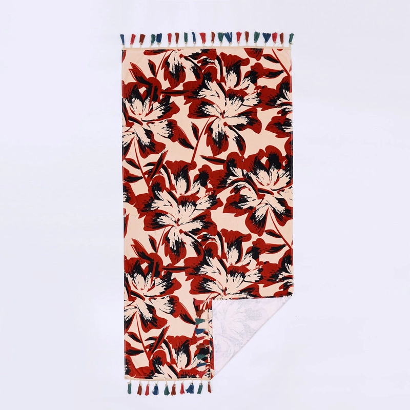 TOALLA DE PLAYA TATIENNE FLECOS 80X160 CM ROJO - 3