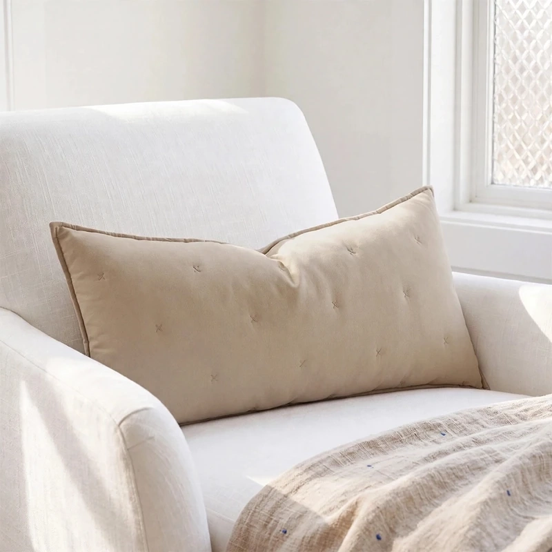 COJÍN RIPLEY HOME STITCH FLORCITAS 35X80 CM BEIGE - 1