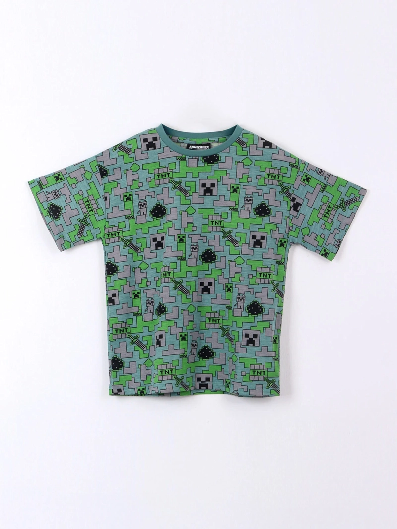 POLERA NIÑO MINECRAFT MANGA CORTA