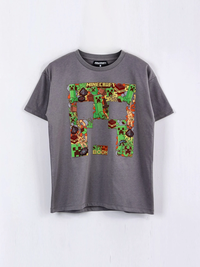 POLERA NIÑO MINECRAFT MANGA CORTA
