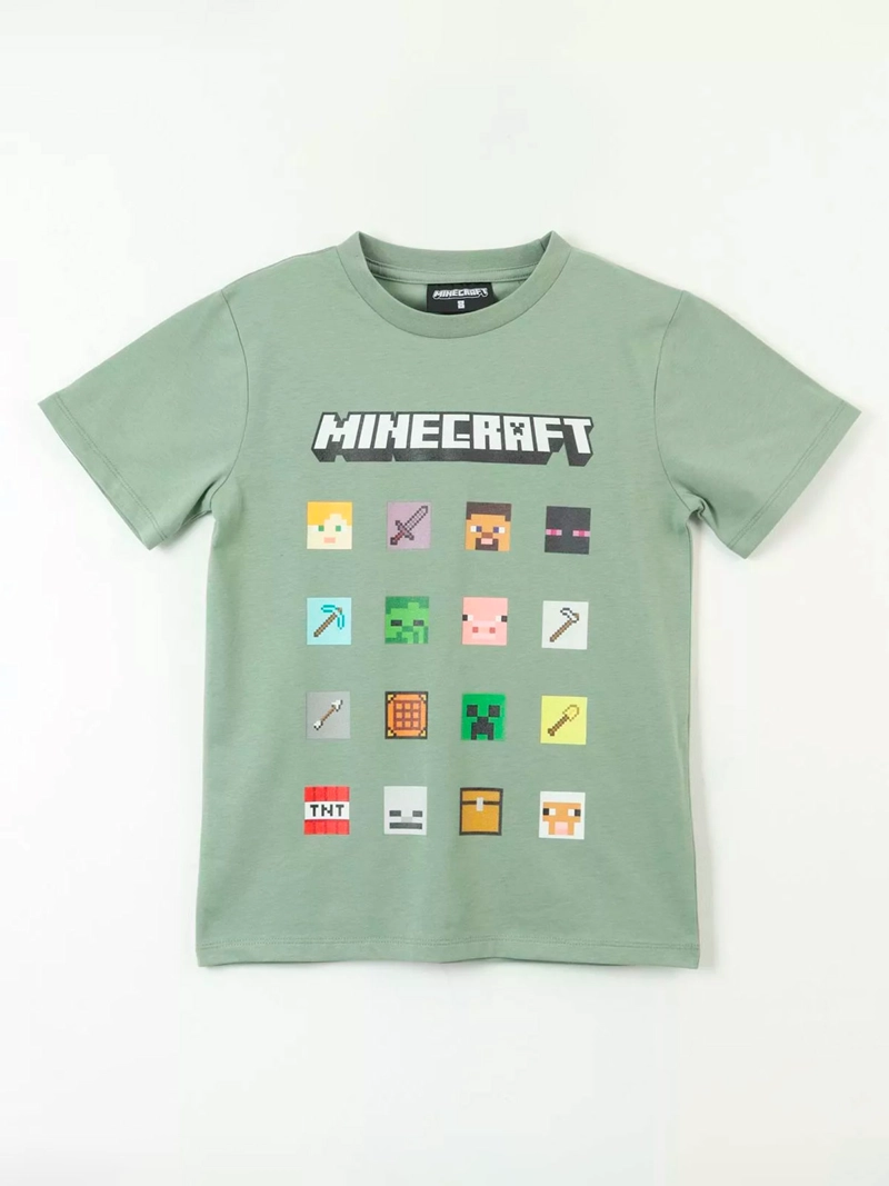 POLERA NIÑO MINECRAFT MANGA CORTA
