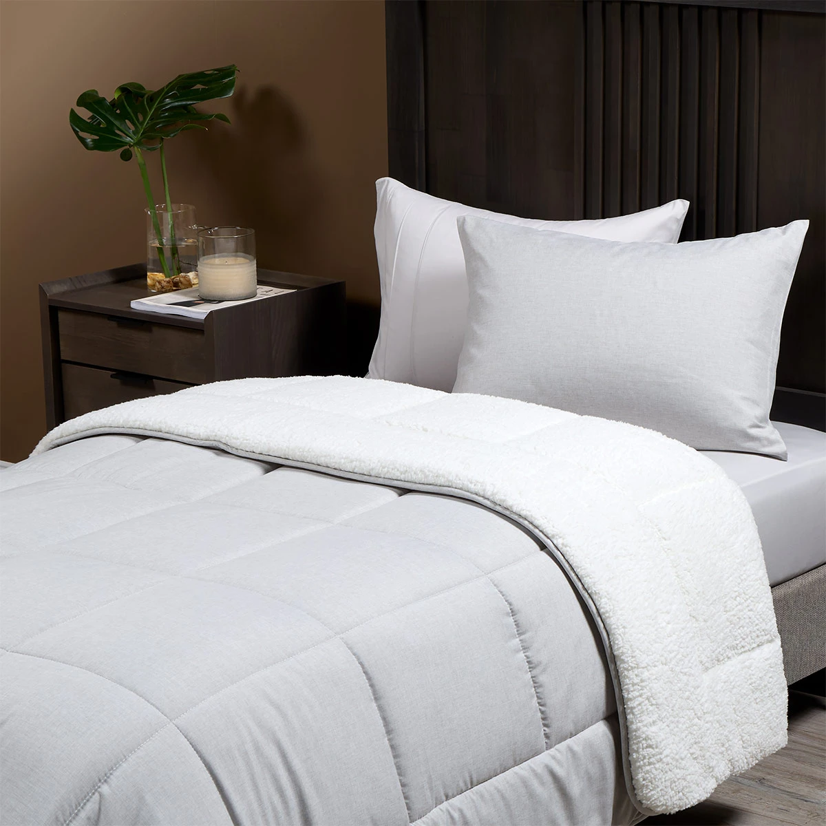 PLUMÓN ROSEN SHERPA LISO 1.5 PLAZAS GRIS MELANGE - 2