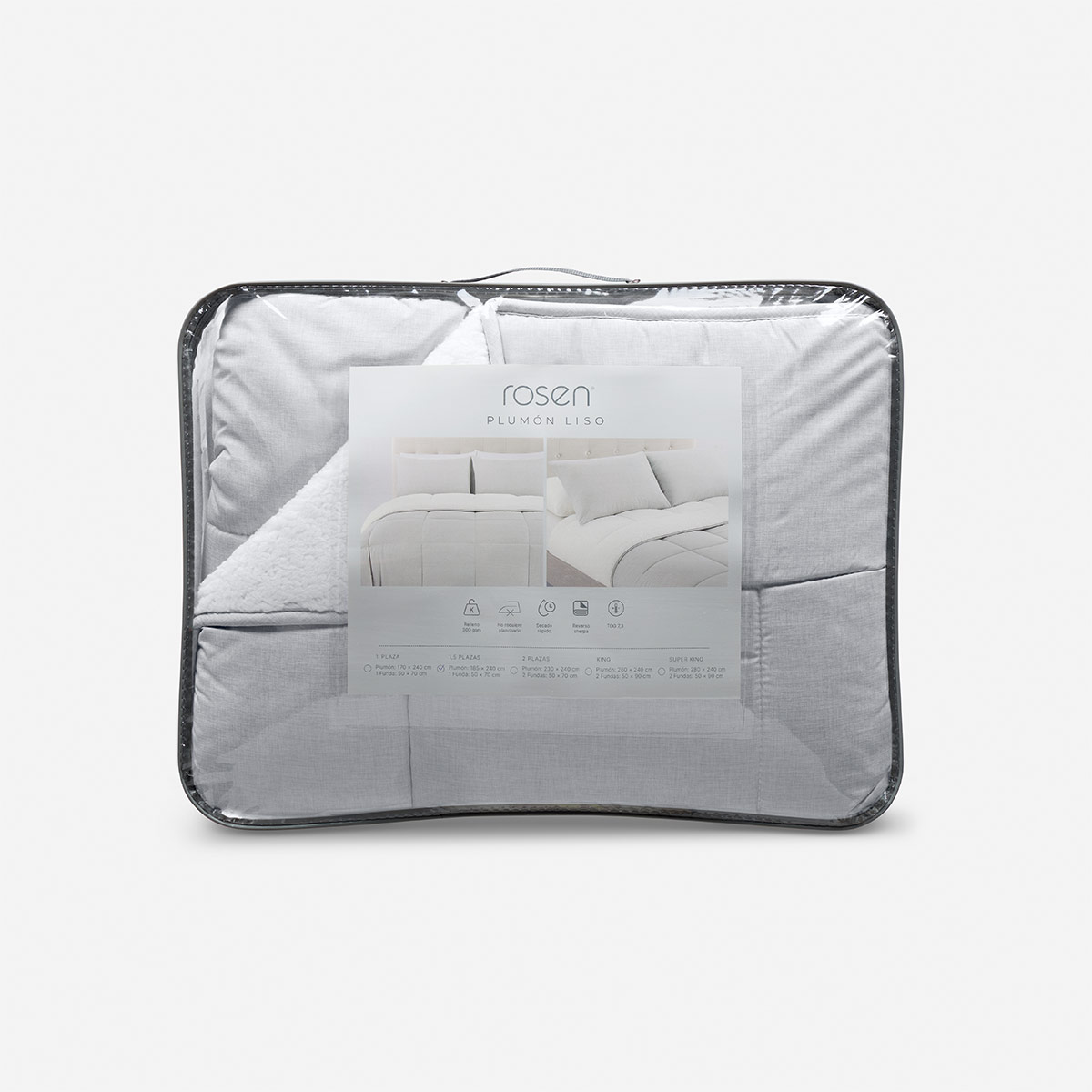 PLUMÓN ROSEN SHERPA LISO 1.5 PLAZAS GRIS MELANGE - 5