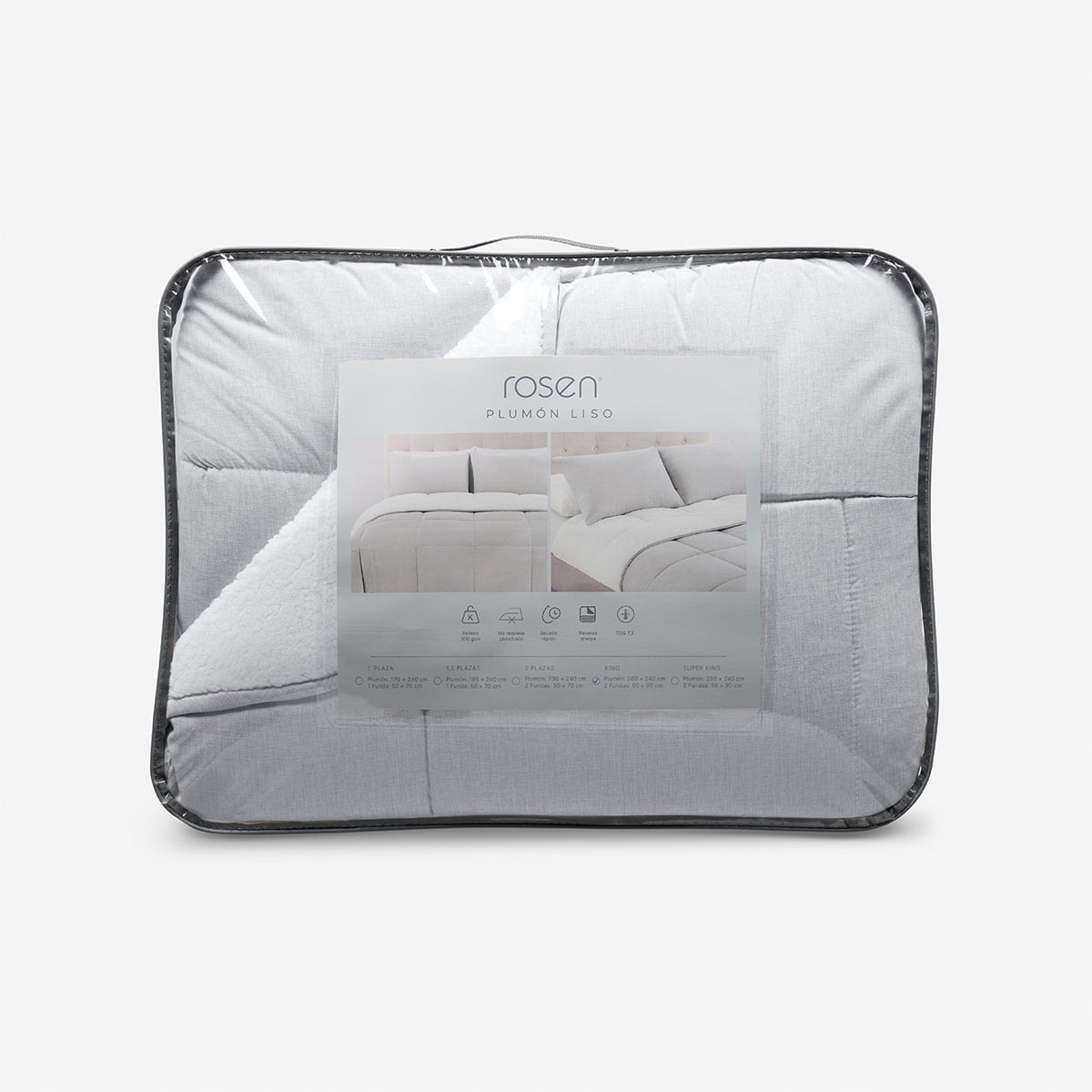 PLUMÓN ROSEN SHERPA LISO KING GRIS MELANGE - 5