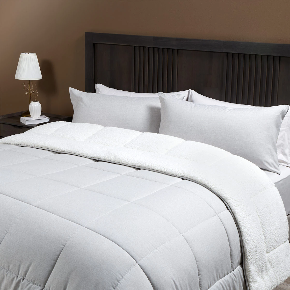 PLUMÓN ROSEN SHERPA LISO 2 PLAZAS GRIS MELANGE - 2