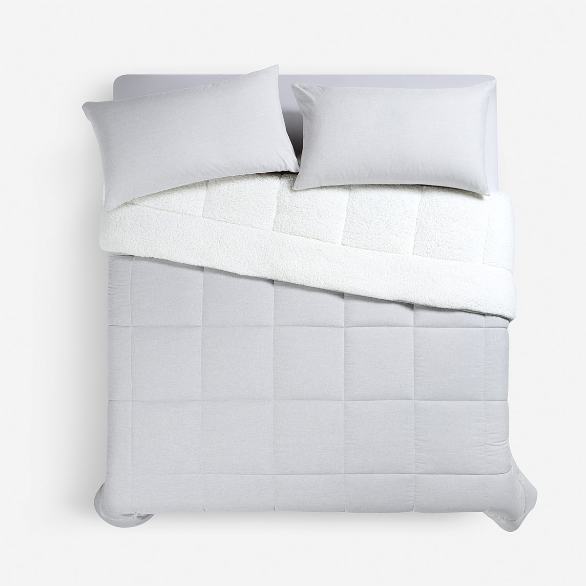 PLUMÓN ROSEN SHERPA LISO 2 PLAZAS GRIS MELANGE - 3
