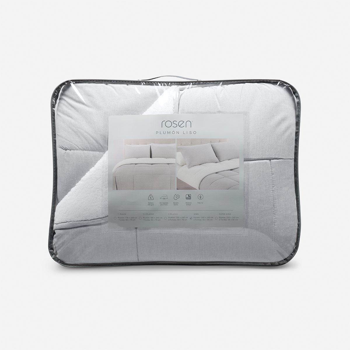 PLUMÓN ROSEN SHERPA LISO 2 PLAZAS GRIS MELANGE - 5