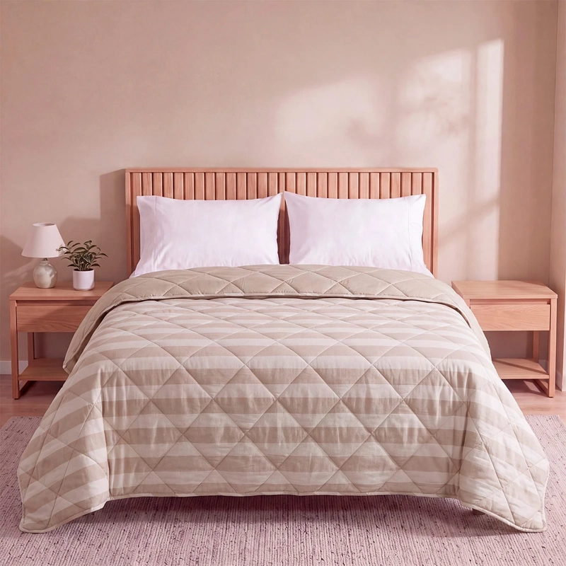PLUMÓN RIPLEY HOME PROMO RAYAS 2 PLAZAS TAUPE