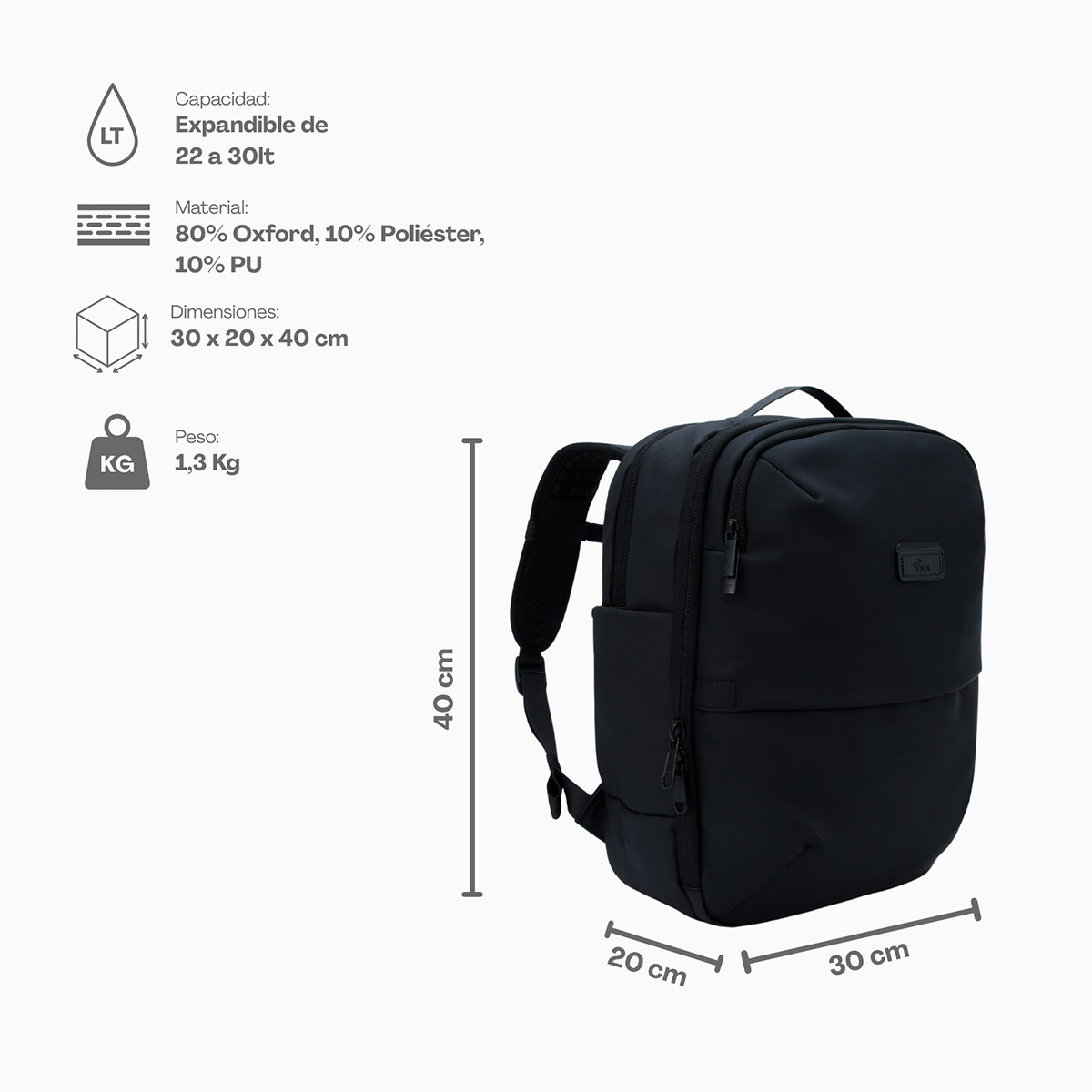 MOCHILA DE VIAJE ZOLA OUTDOORS CANDADO TSA NEGRO - 3