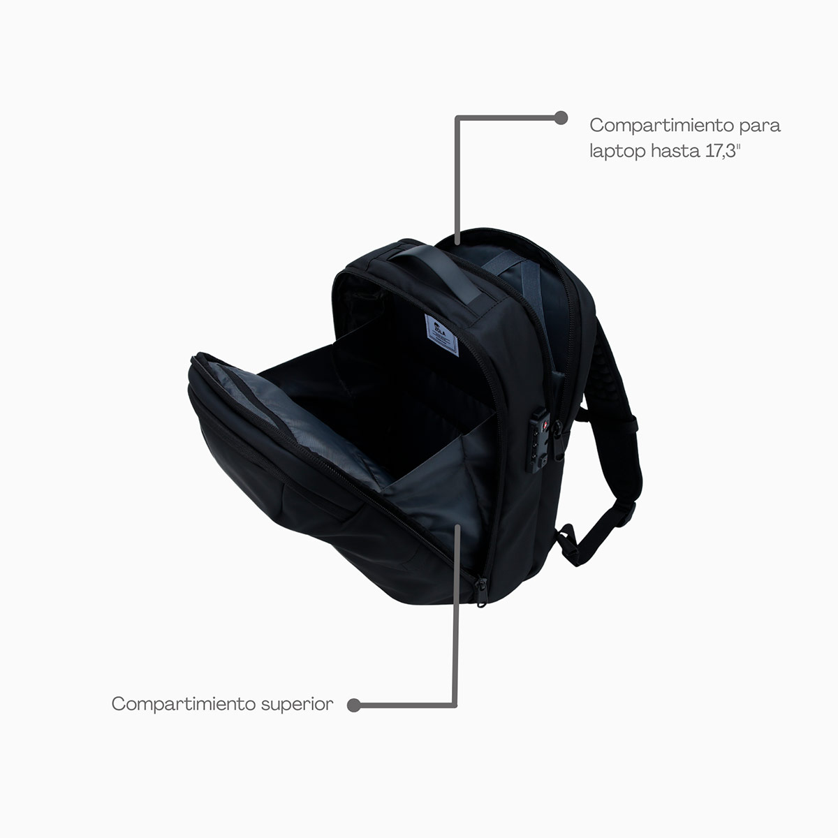 MOCHILA DE VIAJE ZOLA OUTDOORS CANDADO TSA NEGRO - 5