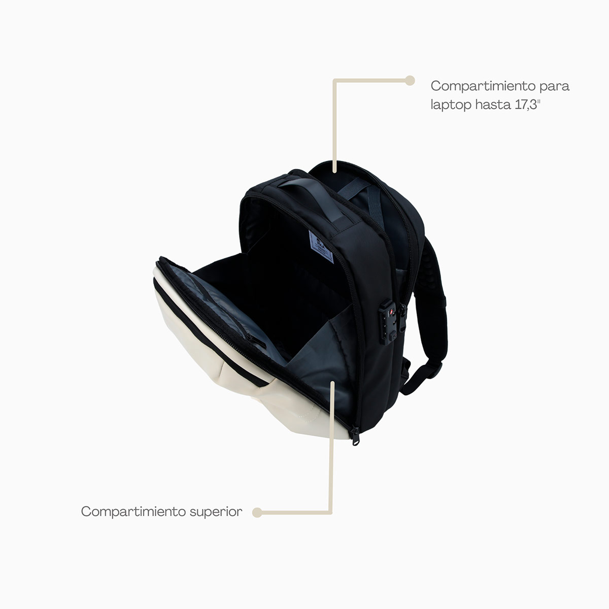 MOCHILA DE VIAJE ZOLA OUTDOORS CANDADO TSA CREMA - 5
