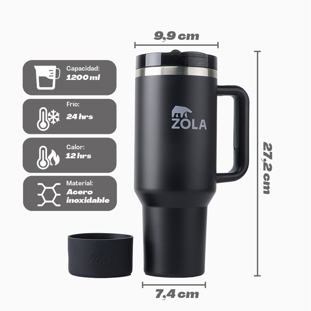 VASO QUENCHER 1.2 LITROS NEGRO ZOLA - 3