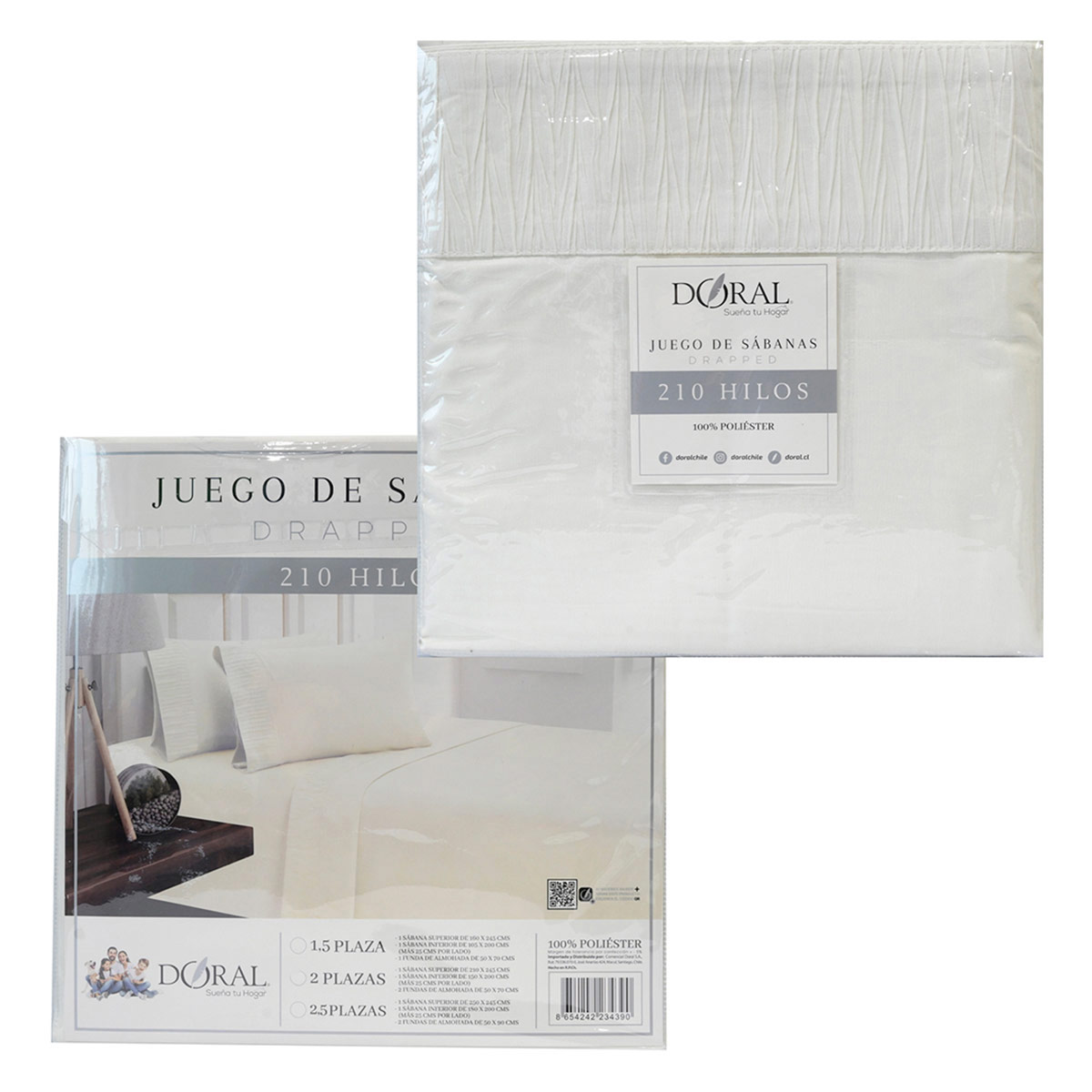 JUEGO DE SÁBANAS DORAL DRAPPED BLANCO 2.0P - 4