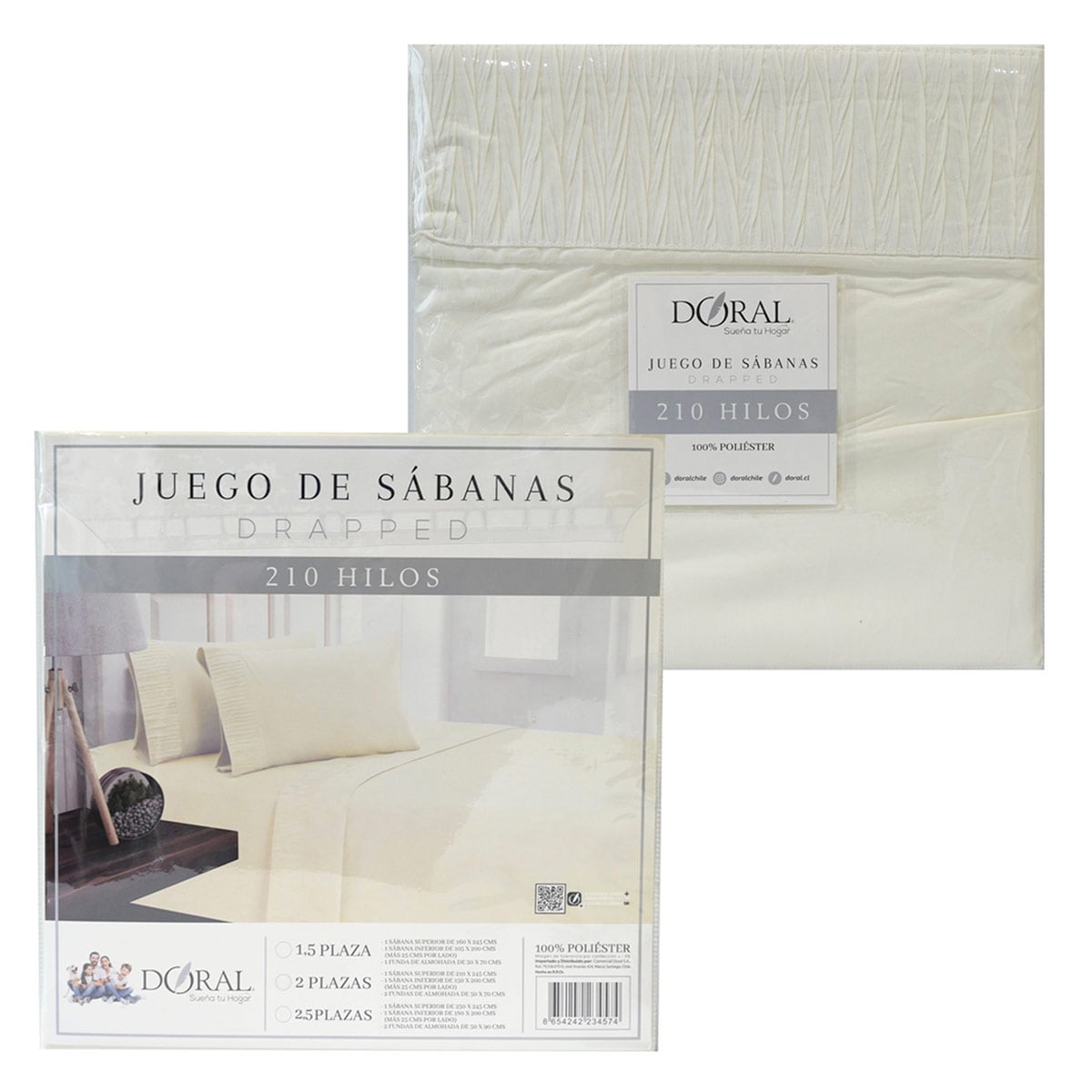 JUEGO DE SÁBANAS DORAL DRAPPED CRUDO 1.5P - 4