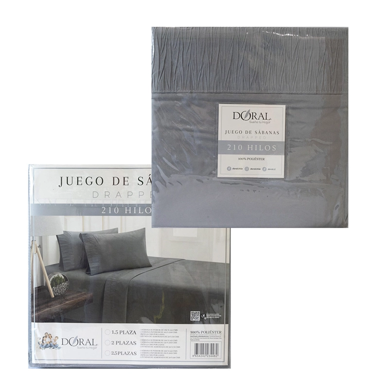 JUEGO DE SÁBANAS DORAL DRAPPED GRIS 2.5P - 4