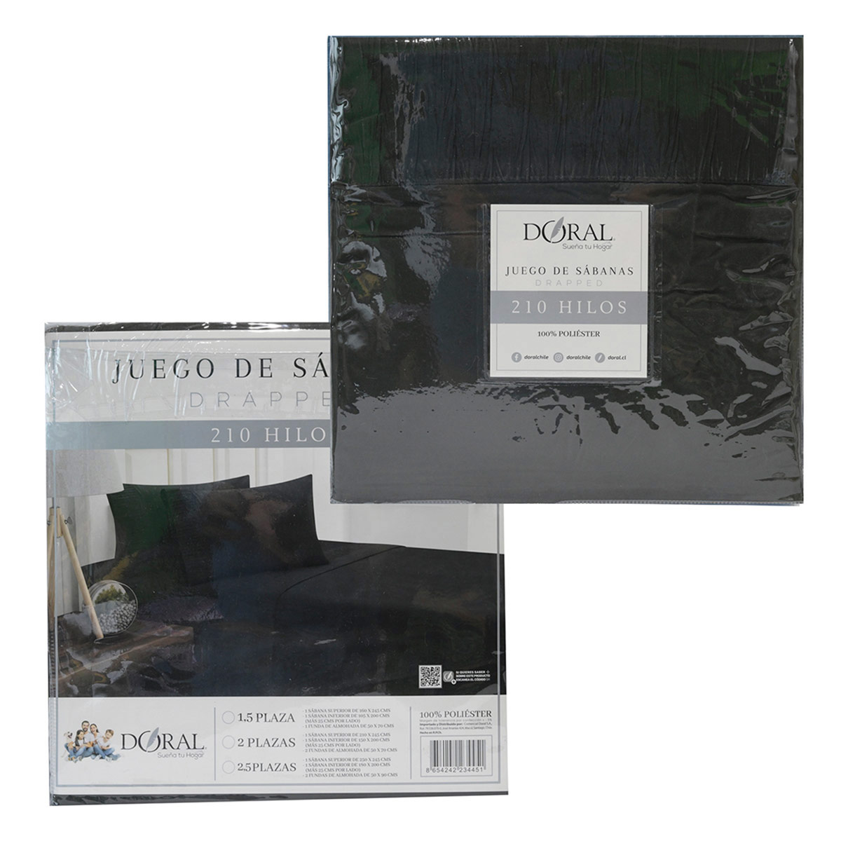 JUEGO DE SÁBANAS DORAL DRAPPED NEGRO 2.0P - 4