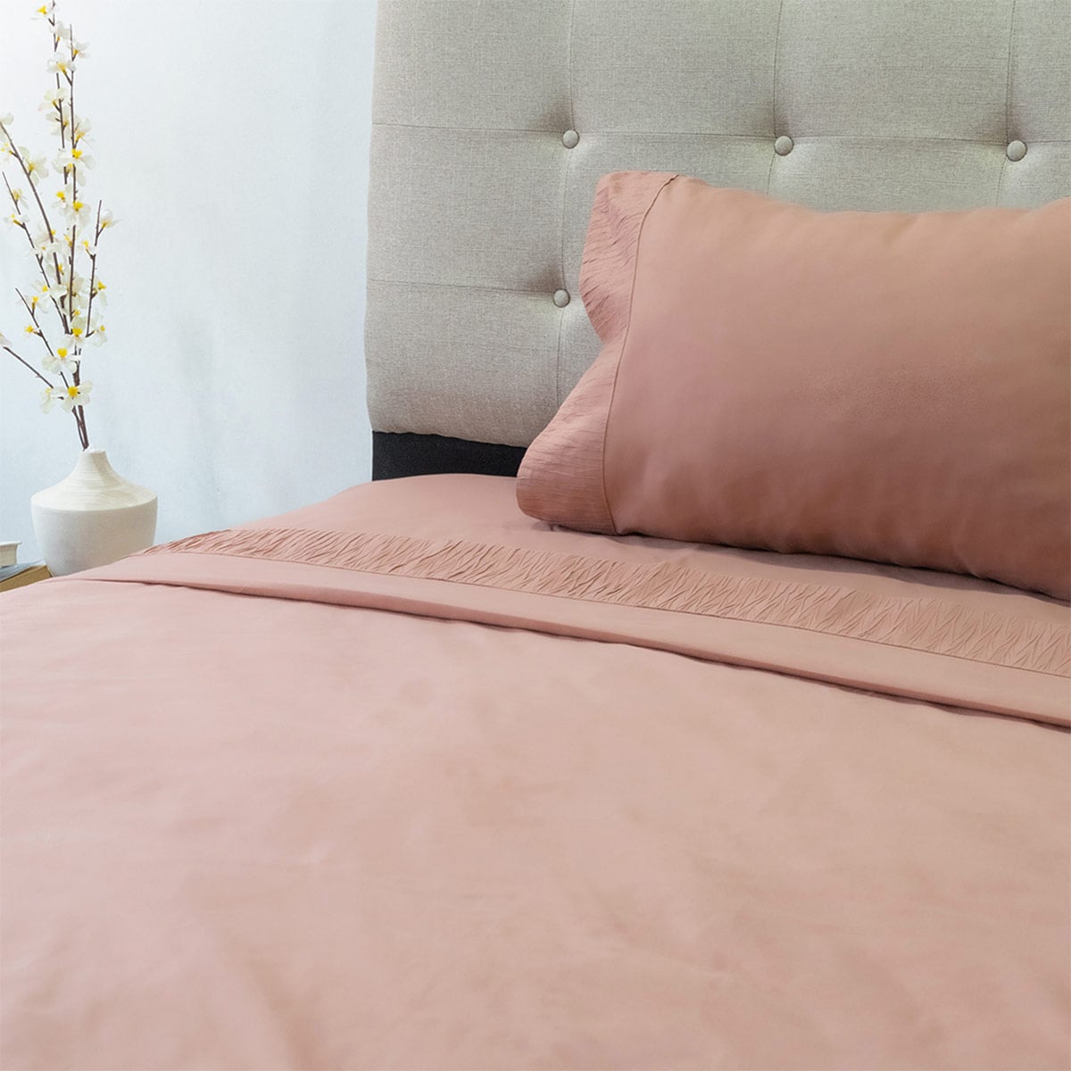 JUEGO DE SÁBANAS DORAL DRAPPED ROSA 1.5P - 1