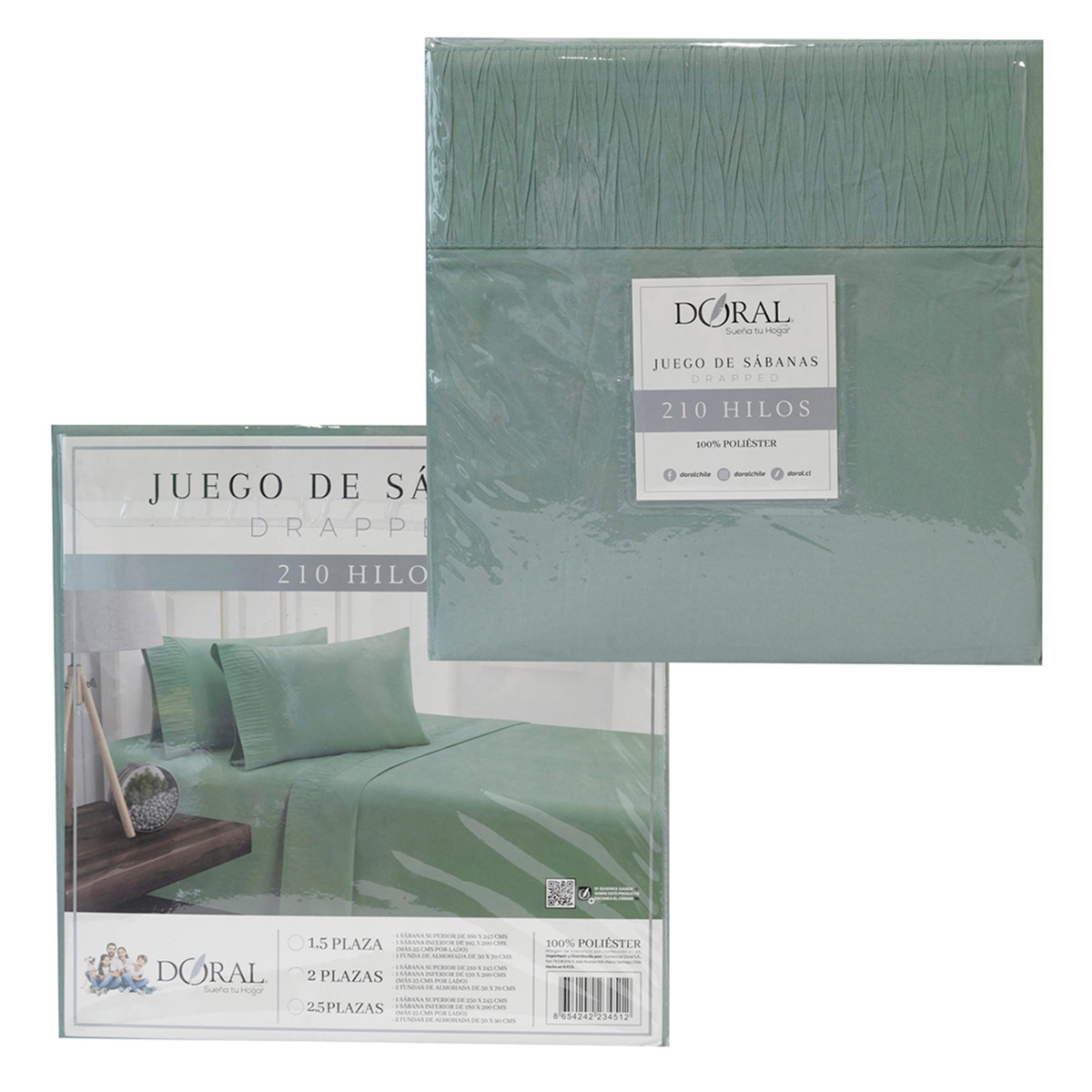 JUEGO DE SÁBANAS DORAL DRAPPED VERDE 1.5P - 4