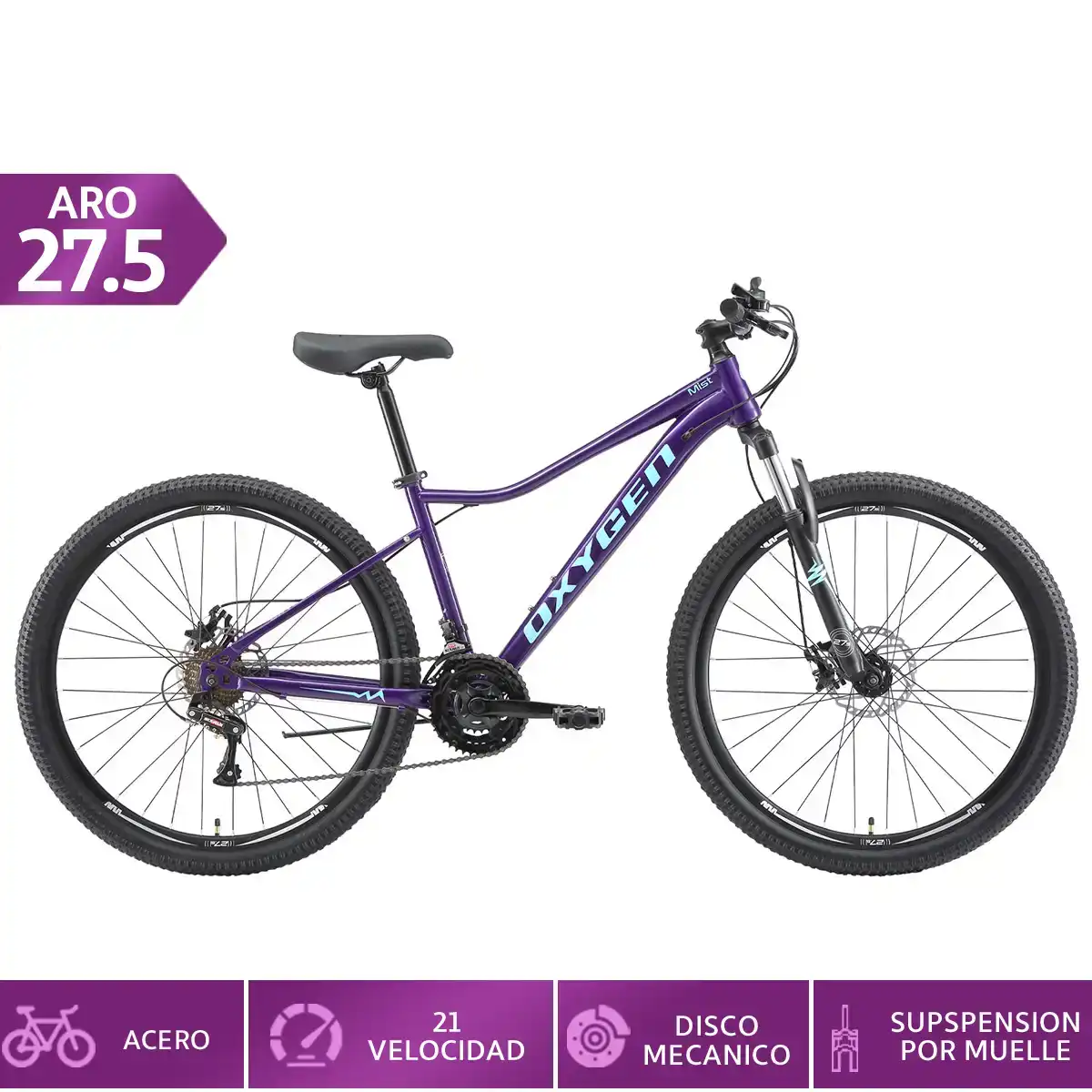 BICICLETA MOUNTAIN BIKE OXYGEN MIST 21V ARO 27.5 - 1