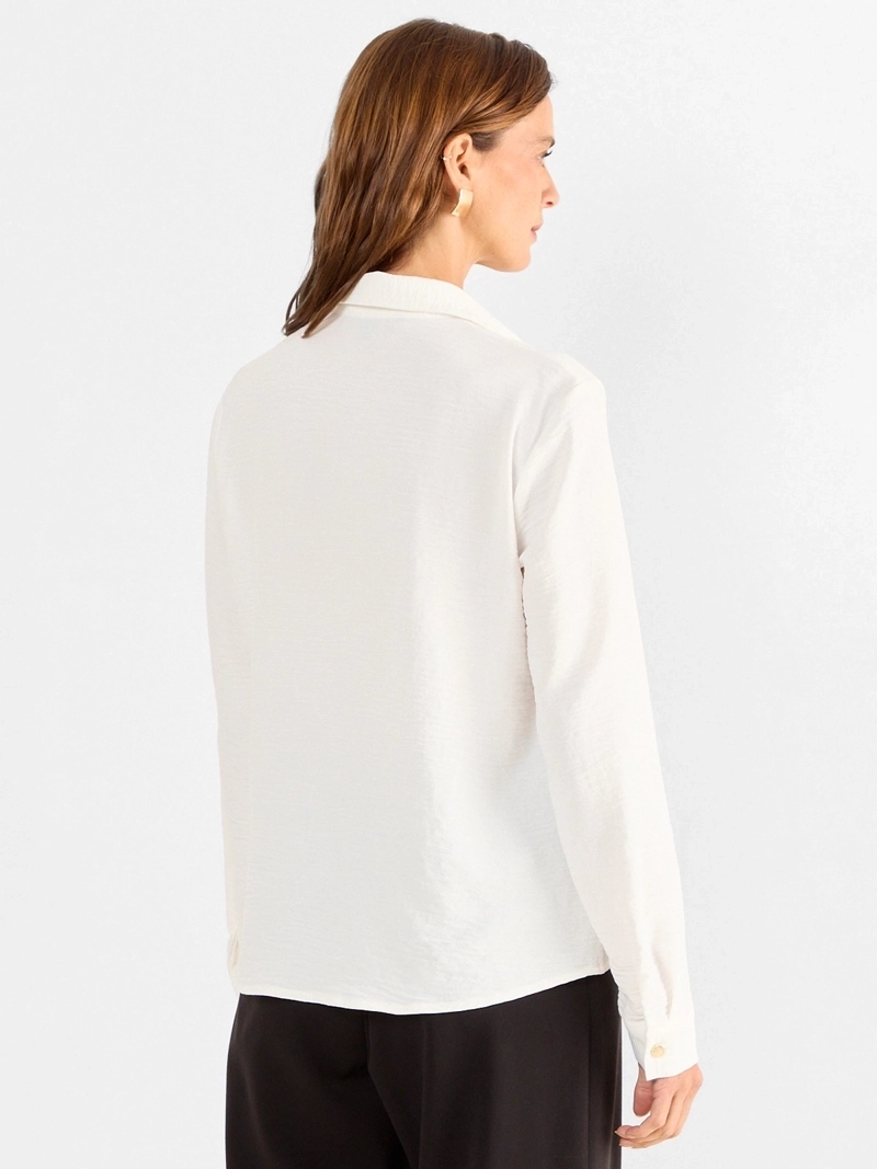 BLUSA MUJER MA GRIFFE TEXTURADA CAMISERA BOTONES Y CORTES - 2