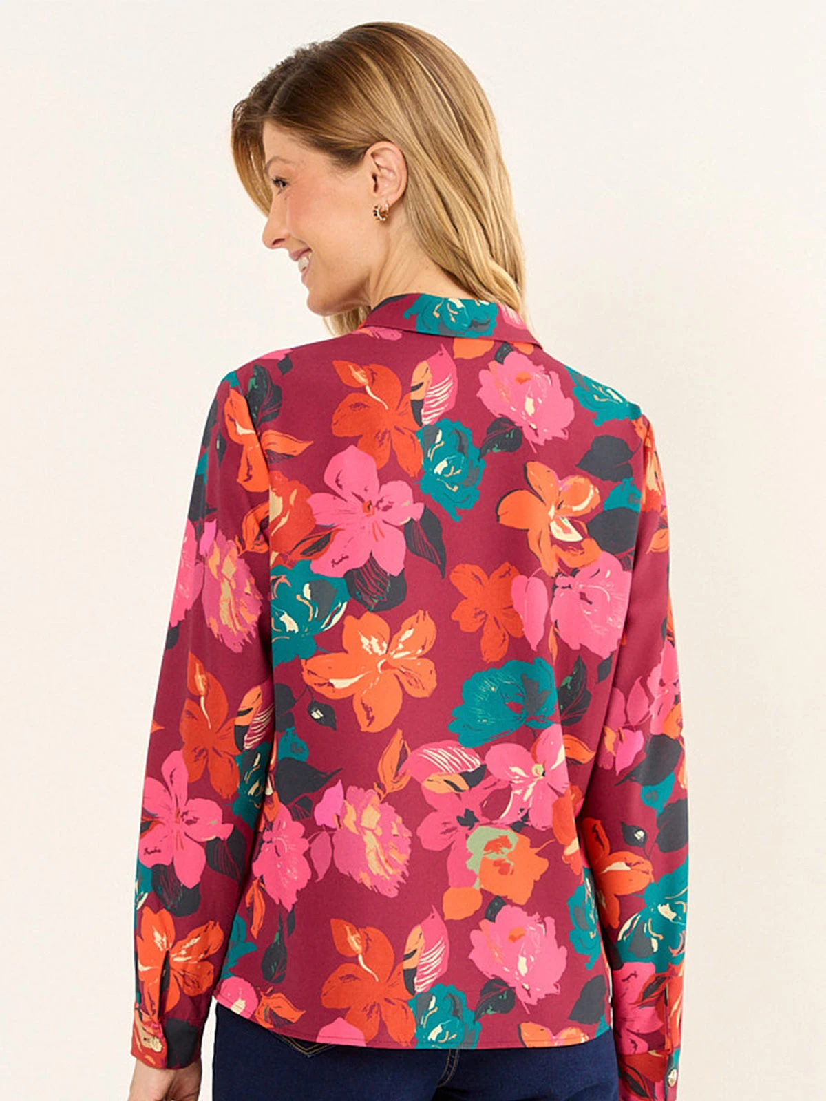 BLUSA MUJER MA GRIFFE CUELLO CAMISERO MANGA LARGA FLOREADA - 4