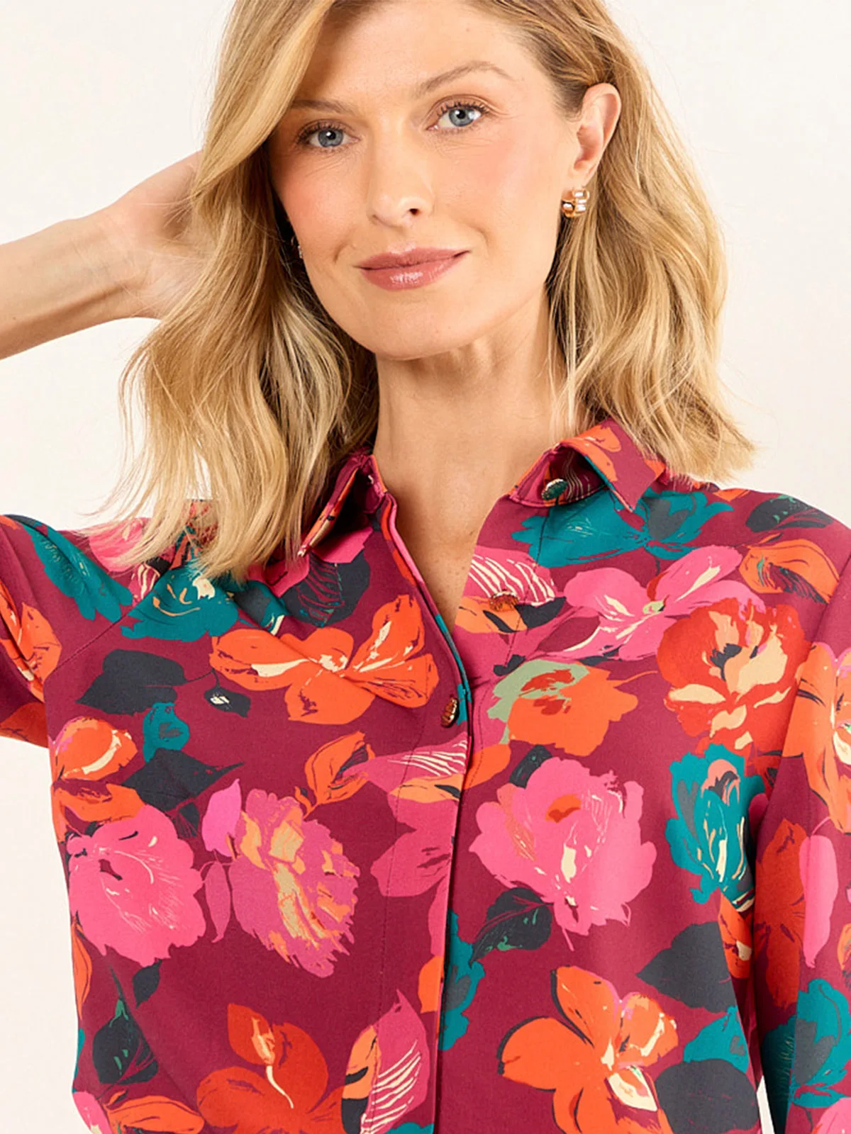 BLUSA MUJER MA GRIFFE CUELLO CAMISERO MANGA LARGA FLOREADA - 5
