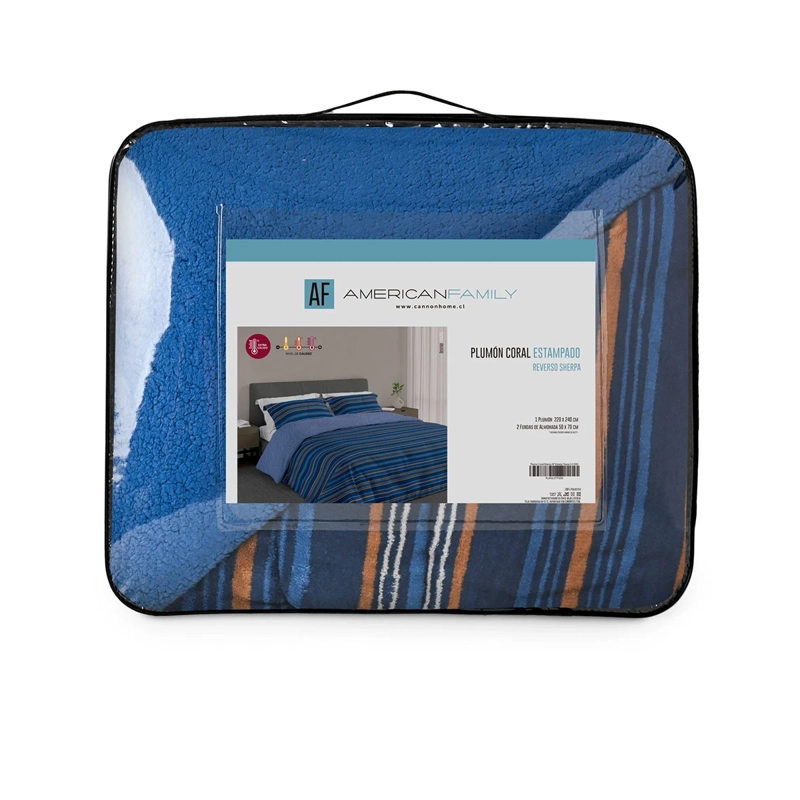 PLUMÓN AMERICAN FAMILY SHERPA ESTAMPADO TRAZOS KING CORAL - 6